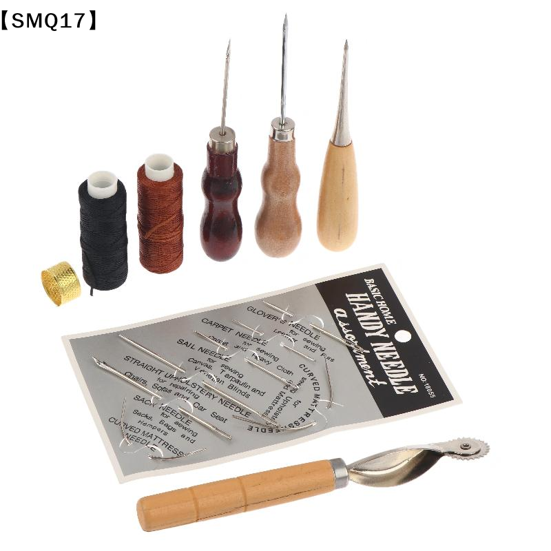Groover Stitching Tool - ชุดเครื่องมือเย็บหนัง ด้ามไม้ เข็ม ที่เจาะผ้า ด้ายแว็กซ์ ที่ร่องรอยเย็บ