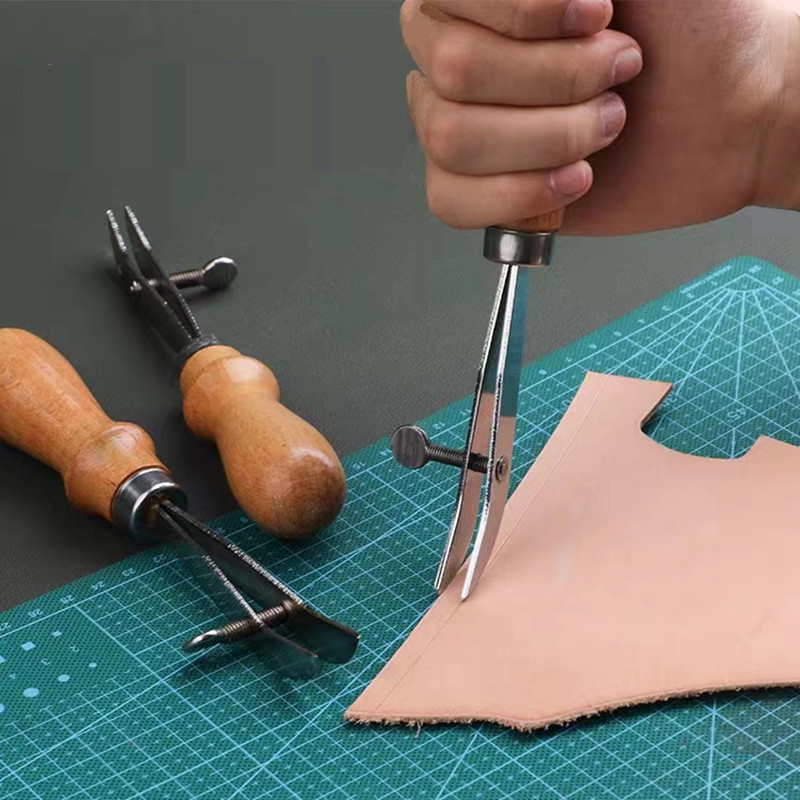 Groover Stitching Tool - ปรับหนัง Edge Creaser Scriber CRIMPING Scalloped