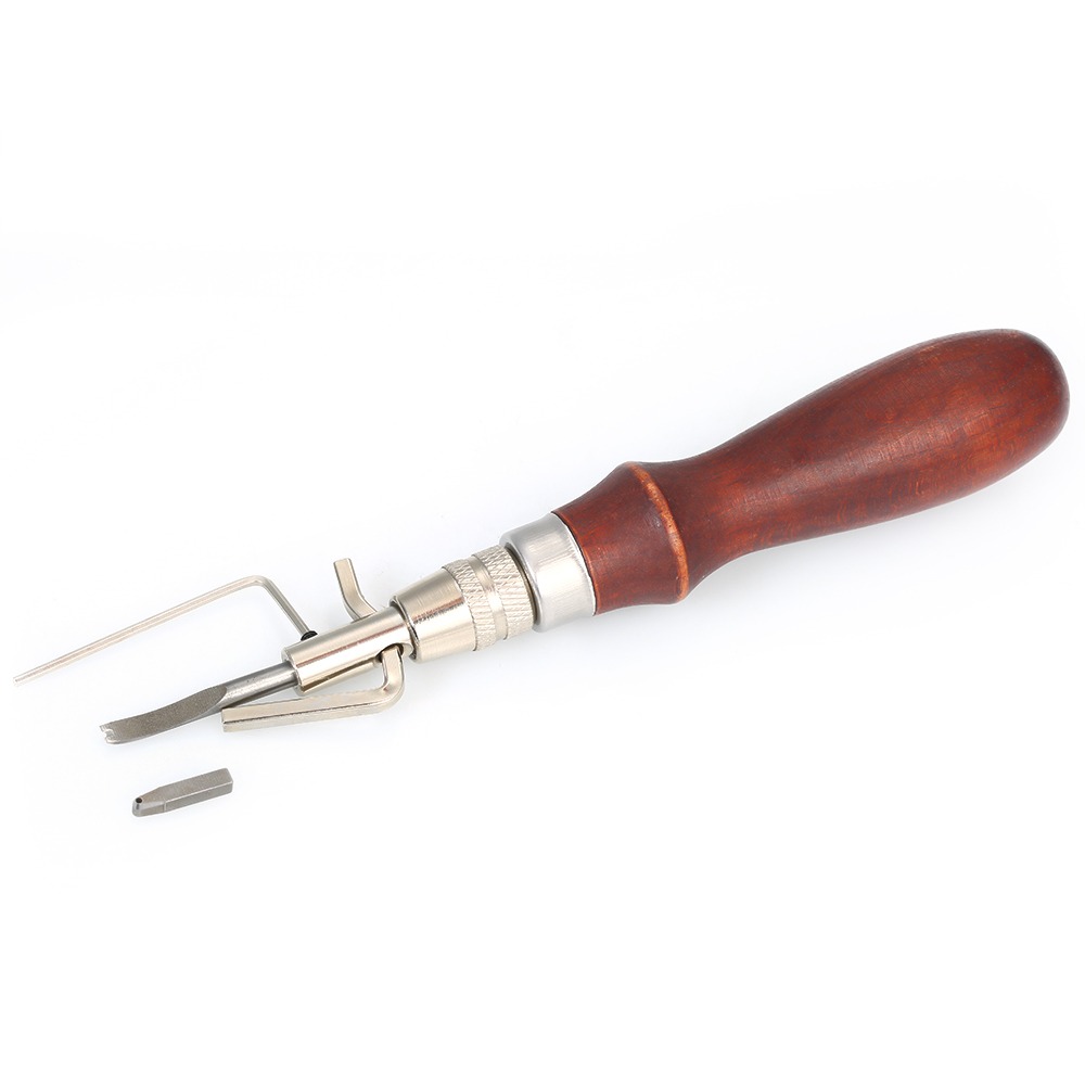 Groover Stitching Tool - เครื่องมือตัดหนังแบบปรับได้ พร้อมหัวเปลี่ยนได้ ด้ามจับไม้และเหล็ก สำหรับงานหนัง
